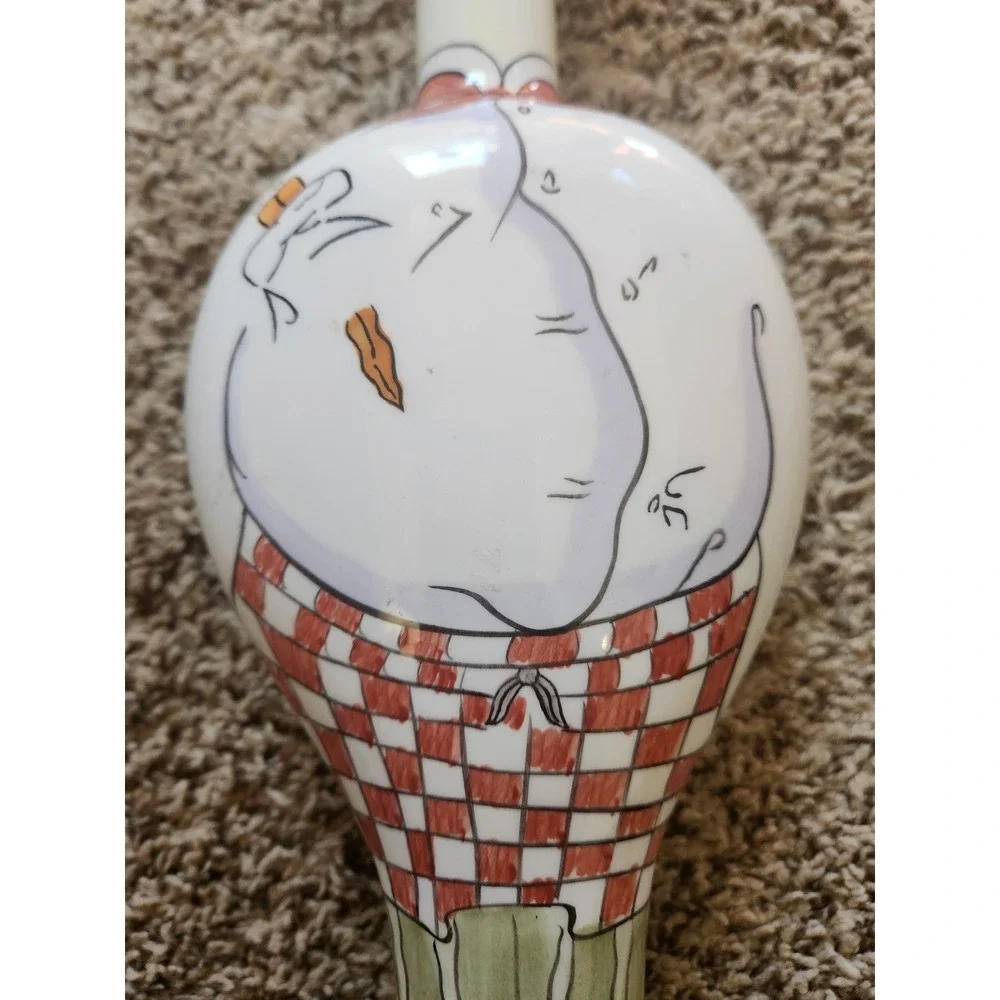 Carrie Olsen Garrard Whimsical Chef Ceramic Bottle with Hat‎ Stopper 15.5